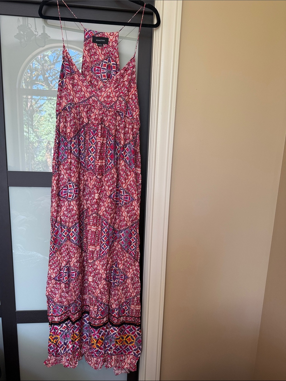 MINKPINK Geometric Floral Maxi Dress - Red & Purple